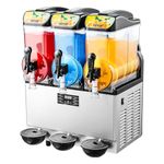 VEVOR 15Lx3 Triple Tank Slushy Machine, Commercial Frozen Drink Maker, 180 Cups Stainless Steel Margarita Smoothie Frozen Drink Machine, Slushie Maker for Home Party Restaurants Cafe Bars