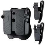 Double Magazine Pouch, Universal Mag Holsters Fit 9MM .40 .45 Caliber Single or Double Stack Magazines, Polymer OWB Belt Mag Holder with 360° Adjustable Paddle