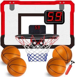 TEUVO Mini Panier Basket avec Scorer Automatique 4 Boules, Intérieur Panier Basket Enfants pour Chambre/Bureau/Mural/Porte Basketball Hoop Toys Mini Hoop Jouet Cadeau pour 3 5 6 7 8 9 10 12 Ans Garçon