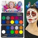 Maydear Face Paint Kit for Kids - 20 Large Water Based Paints, 4 Brushes - Halloween Makeup Kit, professional Face Paint Palette, Face Paints Safe for Sensitive Skin