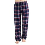 JTPW Men's 100% Cotton Flannel Sleep Pajama Pants with Pockets, Blue White Plaid, Size: L