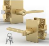 Mega Handles - Glamor Entry I Lever Door Lock Handle Set for Hallway, Closet and Bathroom I Heavy Duty I Fits All Standard Door Sizes I Screws Included - Satin Brass (1 Pack)