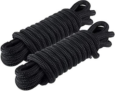 Amarine Made 1/2 Inch 25 FT Double Braid Nylon Dockline,Mooring Rope Double Braided Dock Line, 2-Pack,Black