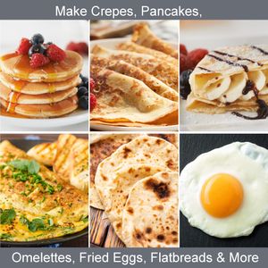 Quest Electric Pancake & Crepe Maker – Extra Large Non-Stick Surface with Utensils