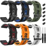 ZPJPPLX 26mm Compatible with Garmin Fenix 5X Watch Bands, Soft Silicone Straps for Fenix 7X/Enduro/Fenix 6X Pro/Fenix 6X/Fenix 5X Plus/Fenix 3 HR/Descent Mk2i/Tactix Delta (6Pack 2)