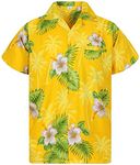 V.H.O. Funky Hawaiian Shirt, Small Flower, Yellow, M