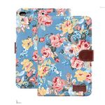 MiusiCase Case for iPad Mini 5 Case(2019 Release) - Luxury Vintage Cute Flowers Floral Designer Case Rugged Sturdy Shockproof Protective Cover Case With Auto Sleep/Wake, Blue