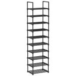 SONGMICS Shoe Rack, 10-Tier Metal Shoe Storage Organiser, Customisable Design, Metal Frame, Space-Saving Rack, for Dressing Room, Hallway, 30 x 45 x 174 cm, Black LSA25BK