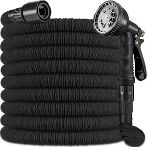 50 ft Expanding Garden Hose Pipe - New 2026 Upgraded Retractable Water Hose with 3/4",1/2" Connectors,Extra Strength Fabric - Flexible Expandable Garden Hoses Pipes with Spray Nozzle for Yard