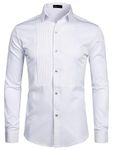 ZEROYAA Mens Slim Fit Long Sleeve Tuxedo Dress Shirts/Prom Performing Shirts, Z54-white, Large