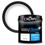 Crown Paint EASYCLEAN Pure Brilliant White Bathroom Paint Mid Sheen Emulsion - Washable, Mould and Condensation Resistant - Use on Walls, Wood and Metal - Wipeable and Durable - 2.5L