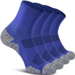 CWVLC Compression Athletic Unisex Quarter Socks Cushioned, 4-Pairs Royal Blue, XL