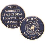 Recovery Coin AA Chips and medallions Sobriety Coin Alcoholics Anonymous Token Sober Coin for Men Birthday Gifts for Dad from Son Daughter - Daddy You Got This