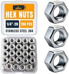 150 PCS 1/4-20 Hex Nuts – Stainless Steel 304 SAE Nuts Set in Reusable Box – Hardware for Automotive & DIY – 1/4 20 Nuts