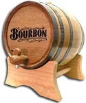 3 Liter American Oak Bourbon Aging Barrel with Stand, Bung and Spigot | Age Cocktails, Whiskey, Rum, Tequila, Beer, Wine and More! | Engraved Custom Bourbon Barrel (B512) Design