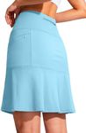 SANTINY 19" Golf Skorts Skirts for Women Zipper Pockets Knee Length Skort High Waist Athletic Tennis Skirt (Sky Blue_S)