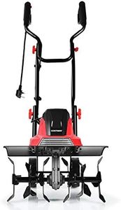 COSTWAY 1200W/1500W Electric Tiller, Garden Soil Cultivator Rotavator with Sharp Blades, Foldable Handle, 35/43cm Cutting Width & 22cm Cutting Depth (43cm, Red)