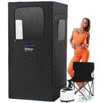 Eitpaw Portable Steam Sauna Tent, Personal Steam Sauna for Home, Full Size Sauna Tent, Portable Sauna with 2.6L & 1000W Steamer Sauna, 60 Minute Timer with Remote Control, Black&Blue, 110V