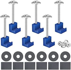 ONAGAD Pickup Truck Tool Box Mounting Kit No Drill, 6 Pcs Blue Upgraded Truck Bed Toolbox Tie Downs, Aluminum Alloy J Hook Style Crossover Tool Box Mount Clamps, Truck Toolbox Accessories