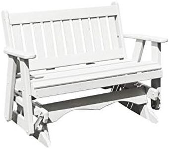 Amish Craftsmanship Made in USA 2-Person 4FT Plastic Poly Lumber Wood Glider Premium Colors HDPE with No wood fibers Memorial Patio Porch Glider Mission Series English design 1000 lbs Limit