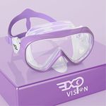 Kids Diving Mask 180° Panoramic Swim Mask Anti-Fog Child Swim Goggles Tempered Glass Swimming Goggles with Nose Cover for 4-16 Kids, Youth (Purple)