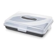 Best House | Plastic Cake Storage Box | GREY | 1 Pc | BPA Free | Cake and Pastry Carrier With Handle | Rectangular Lockable Food Containers - L 46cm x W 32cm x H 9.7cm, Pack of 1