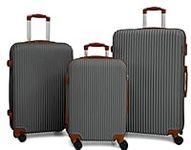 CALDARIUS Suitcase Set | Hard Shell | Lightweight | with Combination Lock | 4 Dual Spinner Wheels | Travel Bag, Luggage Sets, (3 Piece Full Set) (Grey)