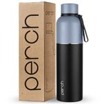 Perch Zenith ISI Certified Hot and Cold Steel Water Bottle 1 LTR, Vacuum Insulated Flask for Adults | BPA-Free, Leakproof | Easy to Carry Bottle for Office, School, Gym (Knight Black)