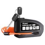 ZELENY Alarm Disc Lock Motorbike Lock, Disc Brake Lock 110dB 7mm Pin, Accessories with Reminder Cable and Carry Pouch, High Security Disc Brake Lock for Motorbike Bike Moped (Black)