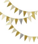 TOYXE Paper Pennant Triangle Buntings Flags Banner Set of 3 Golden White