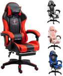 PORIYA Gaming Chair with Adjustable Backrest, Ergonomic Executive Office Chair, Height Adjustable Racing Chair Maximum Gaming Experience (Black&Red)