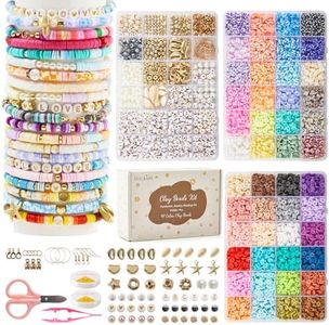 INSCRAFT 11000 Pcs Clay Beads for Bracelet Making Kit, 48 Colors Flat Round Polymer Clay Beads, Friendship Bracelet Kit Heishi Beads for DIY Jewelry Making, Crafts Gift for Girls Teen Ages 6-12