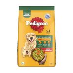 Pedigree Adult & Puppy Dry Dog Food, 100% Vegetarian, 1 kg, Contains 37 Essential Nutrients, 100% Complete & Balanced Food for Adult Dogs