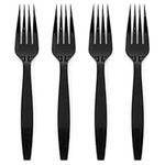 Prestee 100 Black Plastic Forks Heavy-Duty, Heavyweight Plastic Silverware Forks, Fancy Plastic Cutlery, Elegant Disposable Forks Pack, Bulk Disposable Flatware, Christmas Holiday Plastic Utensils Set