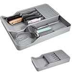 Knife Organiser, Knife Drawer Organizer for 11 Knives Kitchen Knife Holder Knife Storage Box Double Layer Can Be Pulled Out for Store Knives and Kitchen Utensils Space-Saving, Washable