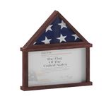 Flash Furniture Quincy Flag and Certificate Display Case, Solid Pine Wood Flag Shadow Box Fits 9x5 Folded Burial Flag, Mahogany Finish