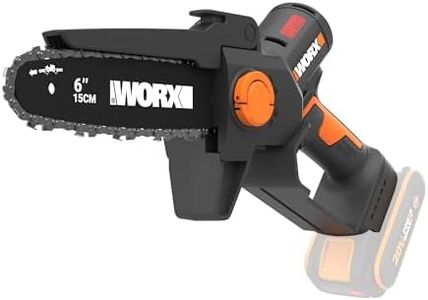 WORX WG327E.9 Akku Mini-Kettensäge 20V, 15 cm Schwertlänge, bürstenloser Motor, werkzeugloser Kettenwechsel und -spannung, ohne Akku und Ladegerät (kompakt, leicht und Strauchpflege)