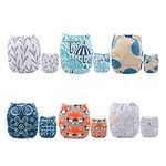 ALVABABY Cloth Diaper Reusable Washable Adjustable Pocket Infant Toddler Baby Boys Girls Sets 6 Packs Cloth Diapers Nappies With 12 Microfiber Inserts