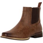 J's.o.l.e Ankle Cowboy Boots for Men Square Toe Chelsea Boots Mens Casual Retro Stylish Boots Brown US 11