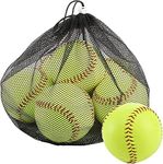 Tebery 6 Pack Yellow Sports Practice Softballs, 12-Inch Official Size and Weight Slowpitch Softball, Unmarked & Leather Covered Training Ball for Games, Practice and Training (Yellow)