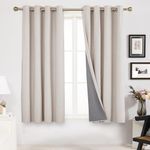 Deconovo Blackout Coating Curtains for Bedroom, Total Room Darkening Linen Curtains, Grommet Thermal Insulated Drapes for Home Decoration, Flaxen, 52W x 63L Inch, 2 Panels