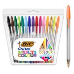 BIC Cristal Multicolour Ballpoint Pens With Wide Tip (1.6mm) Pens For Colourful Writing In Assorted Colours, Pack Of 15