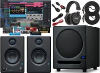 PreSonus Eris Sub 8 Compact Powered Studio Subwoofer with Eris E3.5 BT 2-Way 25W Bluetooth Monitors Featuring Music Editing Software and Headphone and Instrument Cables