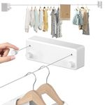 Retractable Cloth line for Drying Clothes Indoor,Heavy Duty Double Cloth Drying Rope for Balcony,Wall Mounted Cloth Drying Stand for Hanging Laundry Clothesline Adjustable Washing Line 13.8 Ft Wire