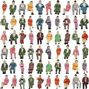 60pcs All Seated 1:87 Painted Figures Passenger HO Scale Sitting People P87S Assorted Poses Model Layout