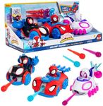 Marvel Spidey & His Amazing Friends Web Dart Zoomers 3-Pack Set - Spider-Man, Miles Morales/Spin & Gwen Stacy Ghost - Vehicle Cars w/Load & Launch Darts - Spider-Verse Gift for Kids, Boys, Girls