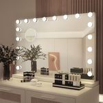 YOURLITE Vanity Mirror with Lights,Large Hollywood Mirror with Lights with 18 Bulbs, 3 Colors Modes & Adjustable Brightness,Vanity Mirror 10x Spot Mirror, USB Charging Port(31.5"x 25")