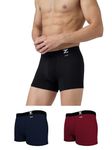 XYXX Cotton Relaxed Solid (Pack of 3) (Aero Trunks for Men Combo Dark Maroon+Black Iris_L)