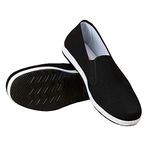 Chinese Style Slippers Kung Fu Martial Arts Tai Chi Shoes Rubber Sole Unisex Black Size UK 10