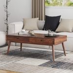 DecorNation Neda Solid Wooden Coffee Table/Centre Table - Centre Piece, Walnut Coating for Living Room, Hall, Bedroom, Office Furniture (47.3 inch x 23.3 inch x 18 inch, Brown)